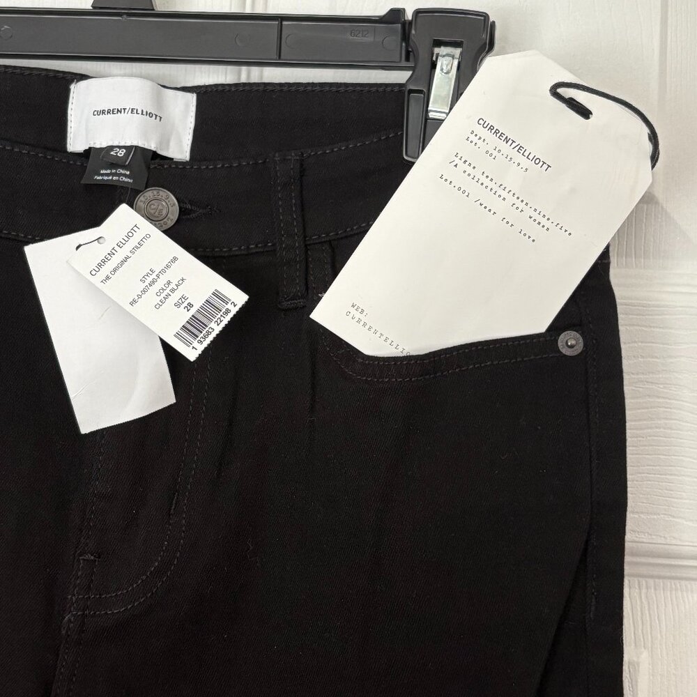 Current/Elliott The Original Stiletto High-Waist Ankle Jeans in Black, size 28 - Picture 5 of 5